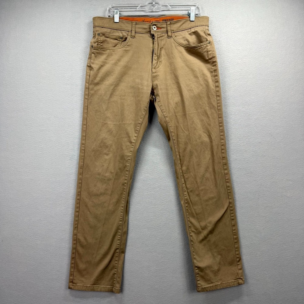 Weatherproof Vintage Chino Pants Mens 34x30 Tan Cotton Stretch Straight Leg Work